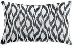BrylaneHome Lumbar Pillow - 20" L x 13" W - Patio & Outdoor - Water, Stain & Fade Resistant - Black Ikat