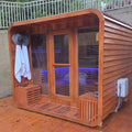 Customize Outdoor Traditional Steam Sauna 4-10 Person, Canadian Hemlock, Red Cedar Sauna, Porch Option, Glass Window Option, Wood Burning Stove or Harvia Heater, ETL Certificate(0-195 °F)