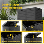 62 Gallon Outdoor Trash Can with Tiered Lid and Drip Tray,Waterproof Resin Waste Bin Indoor,Durable,Stylish,Lightweight Garbage Bin for Patio,Kitchen,Backyard and Office(Black)