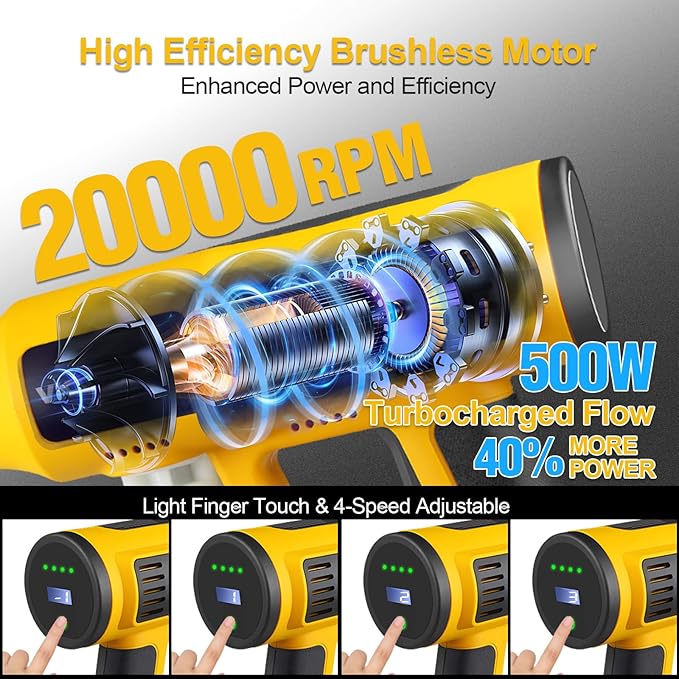 Cordless Pressure Washer with Faucet & Garden Hose Connector, 2 X 5.0AH Batteries, 2000PSI MAX Portable Pressure Washer with Brushless Motor, 4 Speed Adjustment LCD Touch Screen, 6-in-1 Nozzle