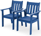 YEFU Outdoor Patio Chairs Set of 2: All Weather Outdoor Dining Chairs with Wide Curved Seat and Backrest - Plastic Patio Chairs for Outside Backyard/Garden/Pool/Porch/Deck 350lbs Capacity Blue