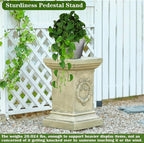 19.57" Tall Garden Pedestal Stand for Statues, Heavy Duty Magnesium Oxide Plant Stand, Weatherproof Outdoor Pedestal for Sculptures, Flower Pots, Decor – Sturdiness Plinth Base Statue Riser