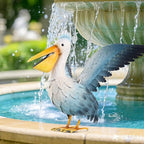 Metal Pelican Garden Statue Outdoor Decor, Metal Yard Art Decoration Coastal Bird Garden Decor Lawn Ornament for Porch Patio