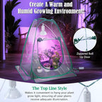 Meonum Mini Greenhouse with 10W 200 LED Grow Light Bulbs for Indoor, 27" x 27" x 30" Pop Up Small Greenhouse Cover with Bottom Waterproof Bottom Mat for Indoor Outdoor Plants Seed Starting