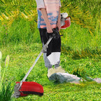 52cc Weed Wacker Gas Powered, 5 in 1 String Trimmer Gas Weed Eater Cordless Weed Wacker Hedge Trimmer Brush Cutter Grass Trimmer Strong Powerful Full Functioning Guard Accessories (red)