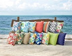 BrylaneHome 20" Square Throw Pillow - Patio & Outdoor - Water, Stain & Fade Resistant - Blue Fern
