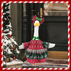 Christmas Porch Goose Outfits for 23 Inch Lawn Statue, Ugly Sweater Costume for Plastic/Cement Statue, Duck Sculpture Clothes for Xmas Winter Yard Patio Party Decoration