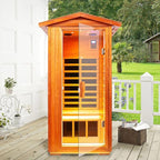 Saunas 901V Far Infrared Sauna, Outdoor Wooden Dry Sauna Low EMF (Outdoor/ 1P /Mahogany)