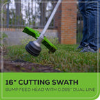 Greenworks 60V 16" Brushless Cordless String Trimmer, Attachment Capable, 4.0 Ah Battery & Charger