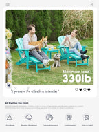 KINGYES Folding Adjustable Adirondack Chair with Retractable Ottoman Set of 4, Aruba