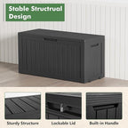 Outdoor Storage Box, Resin Deck Boxes Indoor and outdoor, Waterproof Storage Box Lockable Lid (Black, 73 Gallon)