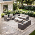 Rilyson Wicker Outdoor Patio Furniture Set - 7 Piece Patio Conversation Set with 4 Swivel Rocker Chairs,2 Rattan Ottoman and 1 Couch for Outside Porch Deck Backyard(Brown/Beige)