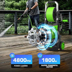 4800 PSI Pressure Cleaner- 4.0 GPM High Power Cleaner with 33FT Hose Reel M22-14mm, 4 Nozzles and Foam Cannon, for Home, Cars, Fences, Patio, 2025 Upgraded (Green)