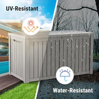Mars Villa 180 Gallon Outdoor Storage Box Waterproof, Extra Large Resin Deck Box, Outside Storage Bin for Patio Furniture Cushion, Pool Supply, Sports Gear, UV Resistant and Weatherproof, Greige