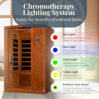 DYNAMIC SAUNAS Venice Elite 2-Person Ultra Low EMF FAR Infrared Sauna with Red Light Therapy & Bluetooth Speakers | Personal Indoor Dry Heat Sauna for Home & Gym – Made from Canadian Hemlock
