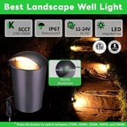 Outdoor Well Lights - Warm White & Cool White 12V Ground Fixture, IP67 Waterproof LED Hard-Wired Inground Directional Landscape Lighting, ORB Aluminum for Path Backyard House 3W 170LM 6 Pack