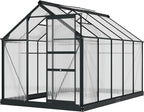 Outsunny 6' x 10' Greenhouse for Outdoors, Polycarbonate Greenhouse with Rain Gutter and Roof Vent, Aluminum Walk-in Green Houses for Outside for Patio Backyard Garden, Gray
