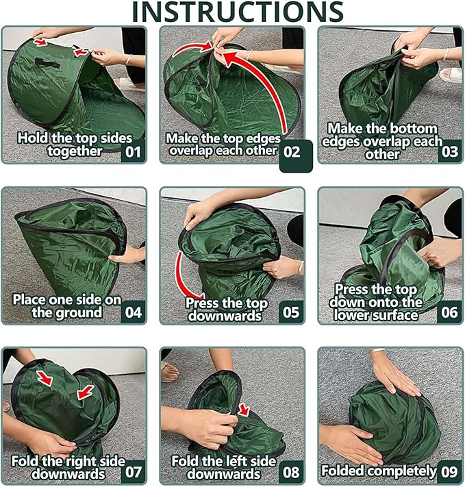 Foldable Pop Up Leaf Collector, Miniature Leaves Pickup and Loader Bag, Lawn Portable Leaf Bags for Cleaning Up Garden Weeds Branches Waste Trash