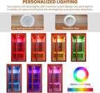 Sauna, Far Infrared Saunas for Home Room 1550W/110V Indoor Sauna for Single Person Okoume Wood Sauna Spacious 1 - 2 Person Low EMF Dry Sauna with Speakers/Air Hole and Color Lighting 39.4*35.4*74.8 IN