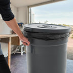 PRO&Family 20 Gallon Trash Can with Lid Round Ingredient Storage Containers Recycling Bin Kitchen Garbage Can Office Garbage Can Trash Barrel Plastic Barrel Yard Waste Bin Outdoor Trashcan (1, Gray)