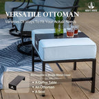 HERA'S HOUSE 6 Pieces Patio Furniture Set with Fire Pit Table, 2 x Swivel Chair, 2 x Ottoman, 3-Seat Sofa with 45" Fire Pit Table, Outdoor Conversation Set for Garden, Poolside, Backyard, Blue