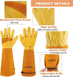 Long Gardening-Gloves Women/Men-Thorn proof Rose Pruning Heavy Duty Gauntlet-XL