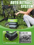 Portable Cordless Electric Sprayer with 3.2 Gal Water Tank, Auto-Retract & Any-Length Lock Hose, 3 Nozzles Portable Pressure Washer for Rinseless Car Wash, HVAC Coil Cleaning, Pet Care & Outdoor Use