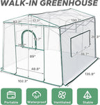 11'x 8.5'x 7.4' Walk-in Greenhouse for Outside & Indoor with 2 Roll-up Zipper Doors, 4 Ventilated Mesh Windows, Patio Plant Gardening Greenhouse for Backyard