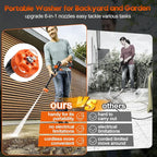 Battery Pressure Washer, Electric Power Washer Cordless, Portable Car Pressure Washer Handheld with 6-in-1 Nozzle,17FT Drain Hose,Power Cleaner for Patio Floor Fence Deck Indoor
