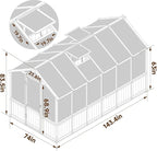 BlueWish 6x12FT Greenhouse, Wood Greenhouses with 6MM Thick Polycarbonate, Adjustable Vent, Cedar Frame, Greenhouse for Outside, Garden, Backyard,Light Brown Mocha