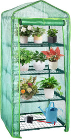 4 Tier Mini Indoor Greenhouse,27"x19"x62" Greenhouses with PE Cover and Roll-Up Zipper Door,Plastic Green House for Inside Grow Tent&Garden greenhouses for Outdoors