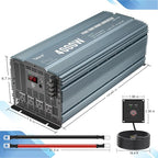 4000W Pure Sine Wave Inverter 12V DC to 110V AC Converter for Home, RV, Truck, Off-Grid Solar Power Inverter with Built-in 5V/2.1A USB, AC Hardwire Port, Remote Controller