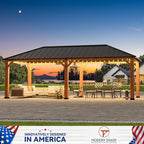 Modern Shade Tranquil Grove Wood Gazebo 12' x 24', Permanent Grill Gazebo with Galvanized Steel Hardtop Roof, Cedar Framed Wooden Pavilion for Garden, Backyard