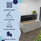 happimess TRK1001A Nino 47.24" Modern Minimalist Outdoor Faux Wicker Deck and Patio Storage Box, Gray, Soft-Close, for Package Delivery, Patio Furniture, Cushions, Gardening Tools, Pool Supplies