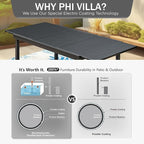 PHI VILLA 7 Piece Outdoor Patio Dining Set, Adjustable Folding Patio Chairs Reclining (Grey) with Extendable Metal Steel Dining Table for Outdoor, Garden, Lawn