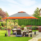 EAGLE PEAK 13x13 Straight Leg Pop Up Canopy Tent Instant Outdoor Canopy Easy Single Person Set up Folding Shelter w/Auto Extending Eaves 169 Square Feet of Shade (Orange)