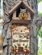 Funny Squirrels Signs Welcome To The Nut House Squirrels Stuff For Indoor Outdoor Decor 12x8 Inches (Yellow)