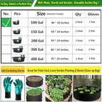 100 Gallon Large Raised Garden Bed Bag (40x20 inch) Big Garden Bag Sturdy Plant Grow Bag for Tomato,Potato Planter,Herb Veggies Planter Bag,Flower Bed,Yard Waste Bag,Lawn Debris Bag,Leaf Bag W/ Gloves