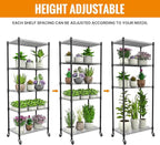 Indoor Greenhouse with Grow Lights, 5 Tier 23.2" L×13.4" W×61.4" H Mini Greenhouse, Grow Light Shelf with Tent and Thermometer, with 72W Full Spectrum Growing Lamps for Seed Starting