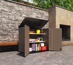 Horizontal Resin Storage Shed, 34 Horizontal Cu.ft Outdoor Storage Cabinet Waterproof for Garden/Backyard/Home/Pool, Lockable(34 Cu.ft-Brown)