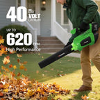 40V Leaf Blower Cordless, 620CFM Brushless Electric Leaf Blower Cordless with 2×5.0Ah Batteries and Charger, Battery Powered Leaf Blowers 4-Variable Speed & Turbo Mode Blowers for Lawn Care, Yard
