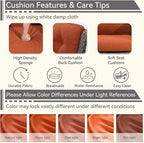 5 Pieces Outdoor Patio Furniture Set - Conversation Set Includes Wicker Swivel Rocker Chairs Set of 2, 2 Ottoman, 3-Seat Sofa, Suitable for Porch, Yard, Mixed Brown Rattan, Orange