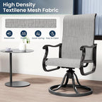 Amopatio Patio Swivel Chairs Set of 4, Outdoor Swivel Rocker Dining Chairs with All Weather Textilene High Back & Metal Frame, for Backyard Deck Lawn Garden, Light Gray