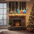 6pcs Decorative Hanging Christmas Balls Ornaments Garden Gazing Ball Hand Blown Glass Egg Ball for Outdoor Patio Décor Hanging Friendship Balls Collectible Figurine Glass Eggs
