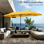PHI VILLA 13ft Large Patio Umbrellas, Double-Sided Outdoor Market Rectangle Umbrella for Outside, Golden Yellow