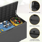 100 Gallon Deck Box Outdoor Waterproof, Rattan Outdoor Storage Box, Patio Storage Boxes for Cushions, Pillow, Garden Tools, Equipment