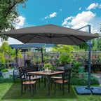 Sunnyglade 10x13Ft Cantilever Patio Umbrella Rectangular Deluxe Offset Umbrella 360°Rotation & Integrated Tilting System Patio Hanging Umbrella for Market Garden Deck Pool Backyard Patio(Grey)