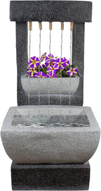 LED Lighted Rainfall Outdoor Water Fountain with Planter - 26"