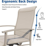 Patio Swivel Chairs Set of 2, Outdoor Swivel Chairs with Armrest, High Back Patio Chair with Metal Frame, All-Weather Outdoor Dining Chair for Deck, Porch and Lawn, Ivory Beige