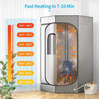 Home Steam Sauna Box, Portable Sauna for Home, Steam Sauna Tnet Full Size Single Person Sauna with 3.0L&1500W Steamer, Remote Control, Foldable Chair & RGB LED Light （Silver）